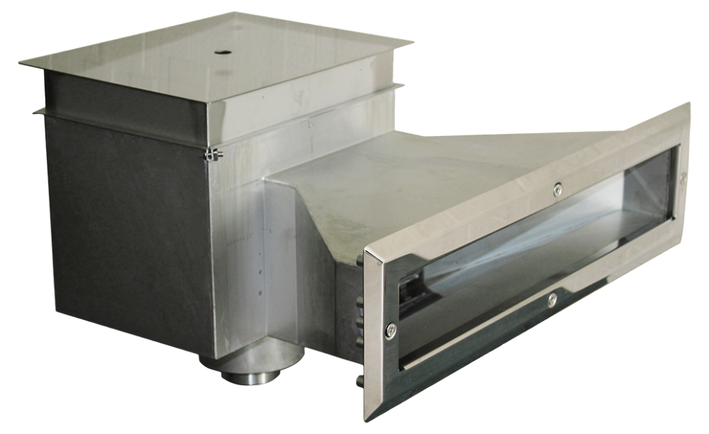 Скиммер нерж. с узкой горловиной 25м2, под пленку, AISI 304, арт. Р3-13.1