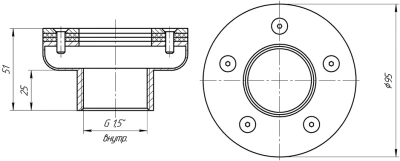 Закладная форсунка для подключения пылесоса, нерж.пленка AISI316L Р7-15L схема